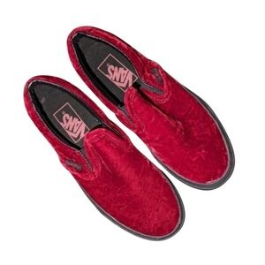 Vans Classic Slip-On Red Suede Sneakers Mens 4 Womens 5.5 Skate Shoes Retro